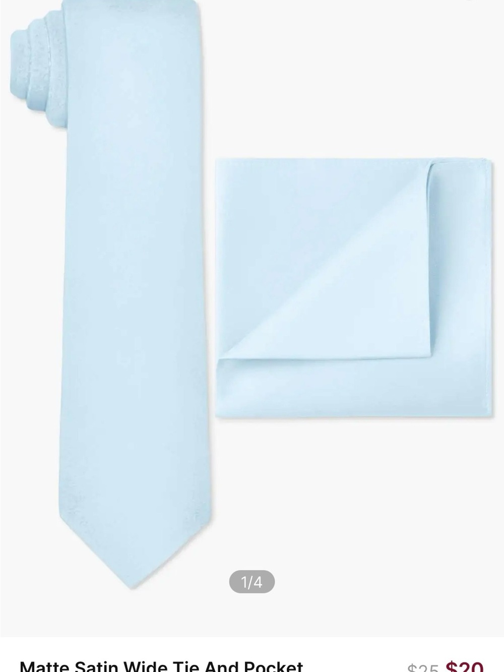 Azazie Sky Blue Matte Satin Tie and Pocket Square - Sky Blue